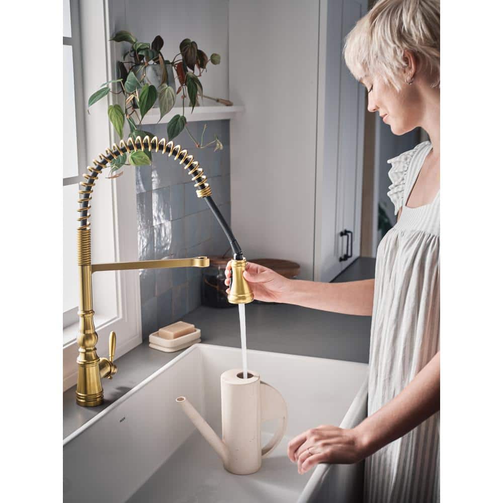Brushed Gold Stainless Steel Pull-Down Kitchen Faucet
