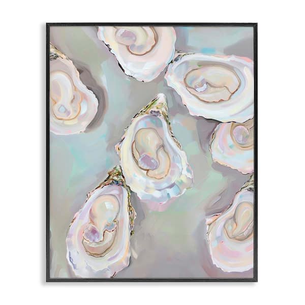 Stupell Industries Pastel Oysters Still Life by Arlington Prints Black Framed Food Giclee Art Print 20 in. x 16 in.