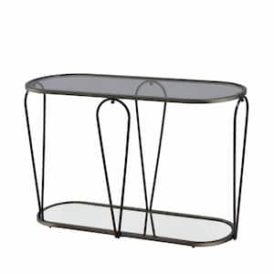 Orrum 48 in. Gray Oval Glass Console Table