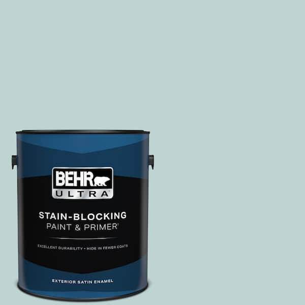 BEHR ULTRA 1 gal. #500E-3 Rain Washed Satin Enamel Exterior Paint & Primer