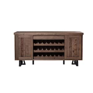 Prairie Reclaimed Natural and Black Base Wood 72 in. W Sideboard with Solid Wood, Wine Rack