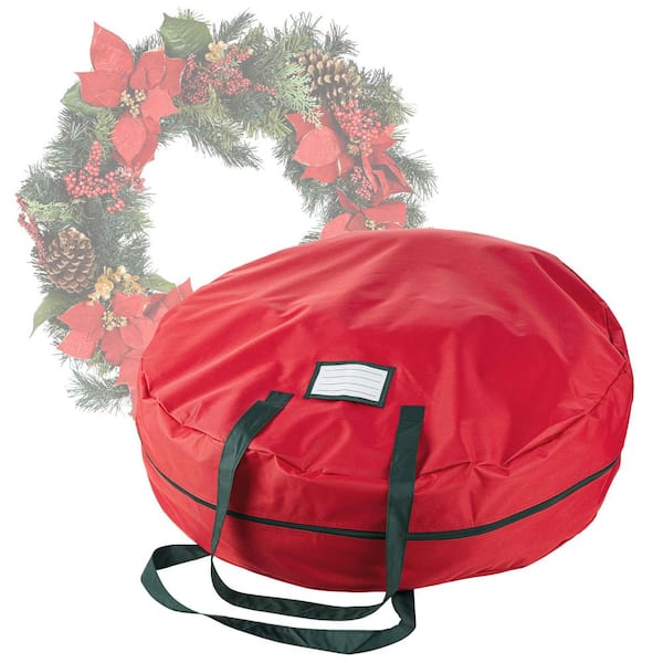 36 in. Artificial Red Canvas Supreme Christmas Wreath Storage Bag