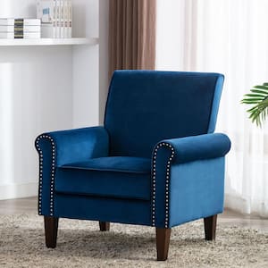 Accent Navy Blue Bedroom Chair Velvet Upholstered Armchair for Bedroom Living Room Club Office
