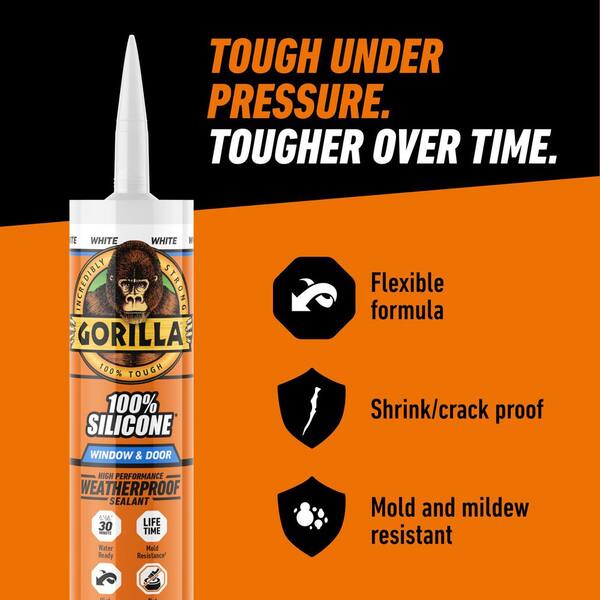 Gorilla 10oz White Cartridge Window and Door Silicone Sealant (12