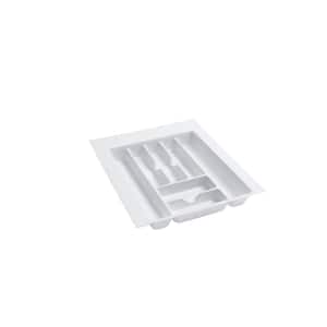 2.38 in. H x 17.5 in. W x 21.25 in. D Large Glossy White Cutlery Tray Drawer Insert