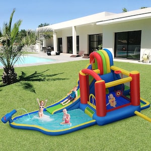 Multi-Color Inflatable Kid Bounce House Slide Climbing Splash Pool Jumping Castle