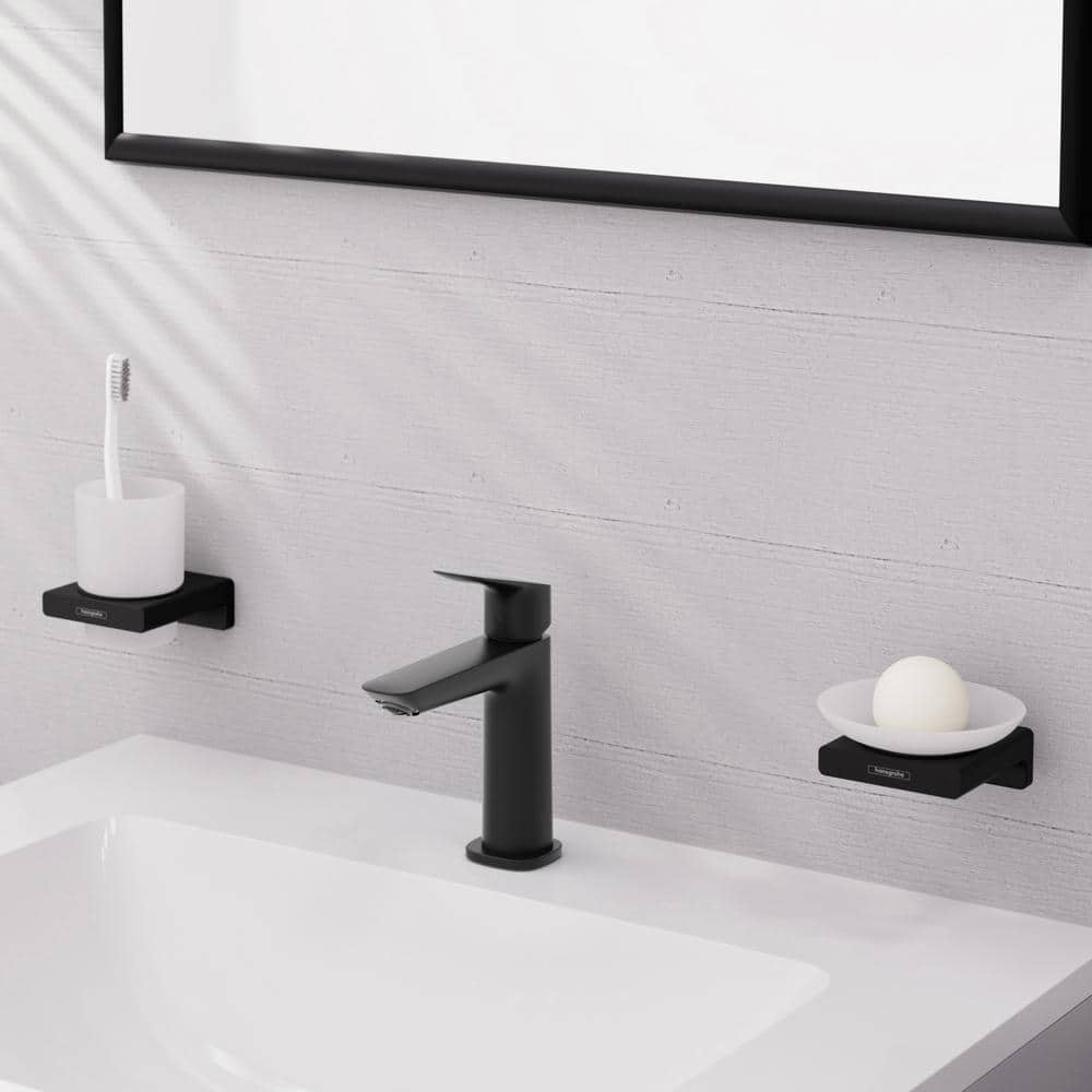 Matte Black Single-Hole Bathroom Faucet with Ergonomic Handle
