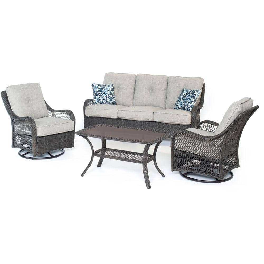 Cambridge Merritt 4 Piece Steel Outdoor Conversation Set With Gray   Cambridge Patio Conversation Sets Merritt4pc Gslv 64 1000 