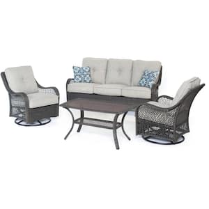 Merritt 4-Piece Steel Outdoor Conversation Set with Gray Cushions