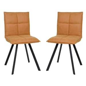 Wesley Light Brown Faux Leather Dining Chair Set of 2