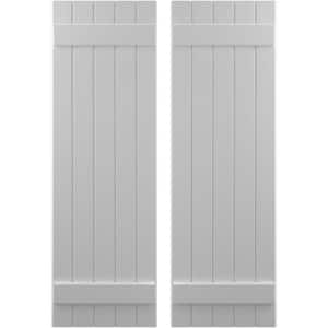 17-1/2-in W x 31-in H Americraft 5 Board Exterior Real Wood Joined Board and Batten Shutters Primed
