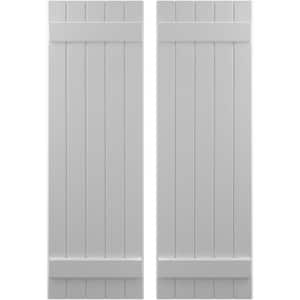 17-1/2 in. W x 47 in. H Americraft 5-Board Exterior Real Wood Joined Board and Batten Shutters in Primed