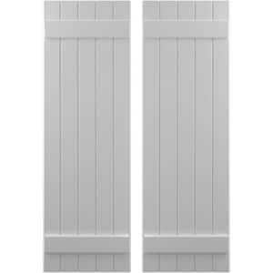 17-1/2-in W x 50-in H Americraft 5 Board Exterior Real Wood Joined Board and Batten Shutters Primed