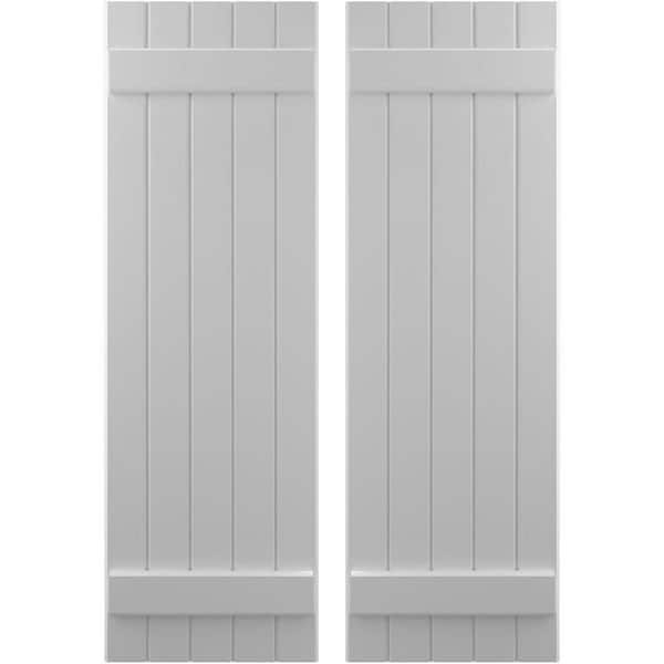 Ekena Millwork 17-1/2 in. W x 71 in. H Americraft 5-Board Exterior Real Wood Joined Board and Batten Shutters in Primed