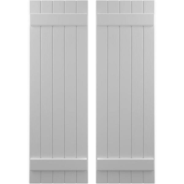 Ekena Millwork 17-1/2 in. W x 72 in. H Americraft 5-Board Exterior Real Wood Joined Board and Batten Shutters in Primed