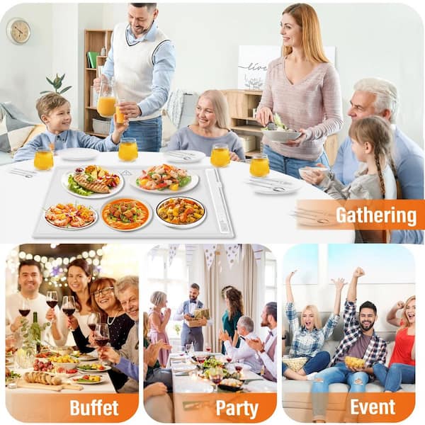 Warming Mat For Food: Portable Fast Even Heating Thickened Silicone Food Warmers For Parties, Roll Up Electric Warming Tray Hot Plate Versatile For Home Buffet Travel
