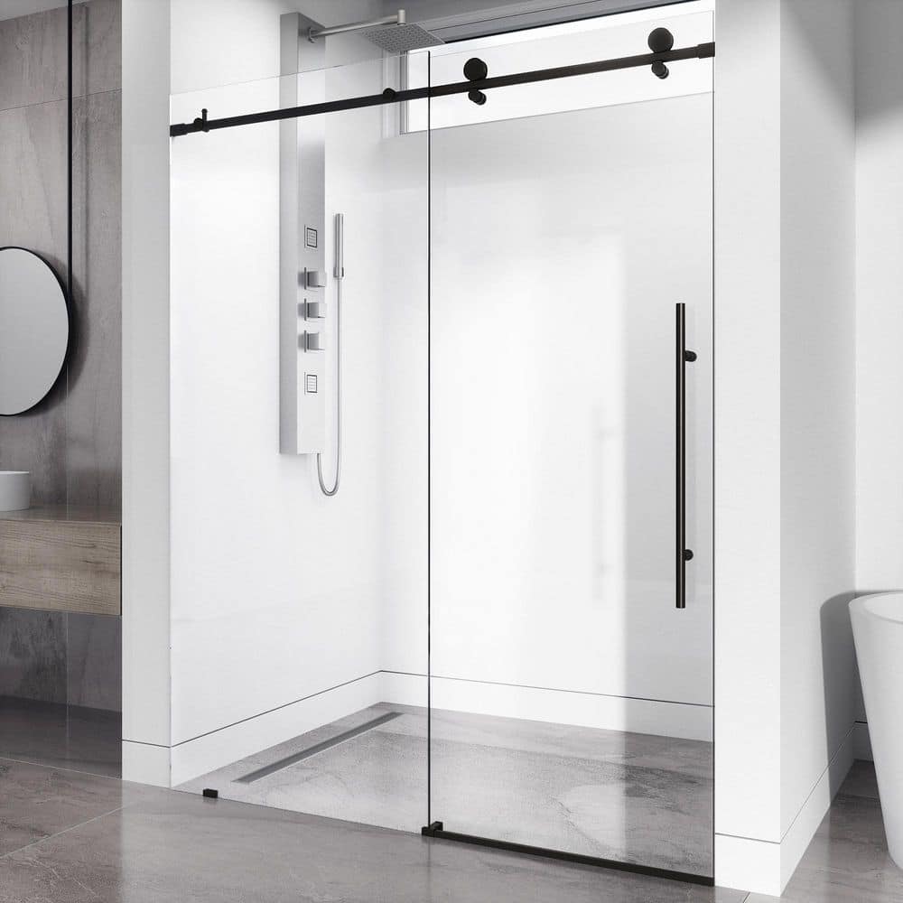 Elan E-Class 60" Matte Black Frameless Sliding Shower Door