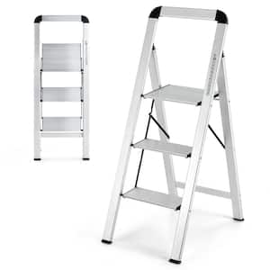 Reach Height 3 ft. Folding Aluminum 3-Step Ladder 300 lbs. Load Capacity Type IA Duty Rating w/Non-Slip Pedal, Footpads