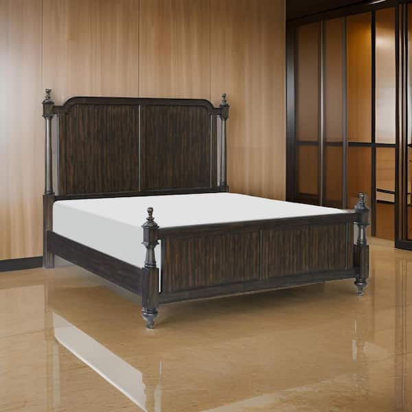 Benjara Berey Brown Wood Frame Queen Size Platform Bed