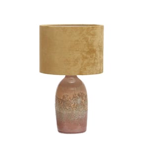 16.5 in. Pink and Mustard Color Scandinavian Table Lamp with Velvet Shade