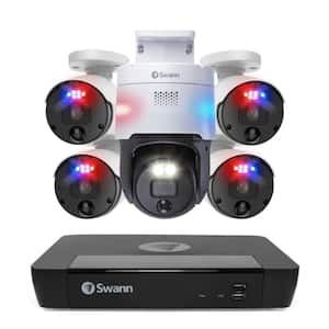 8-Channel 4K 2TB NVR Security Camera System with 4 Wired Bullet Cameras and 1 Wired PT Camera and FREE Analytics