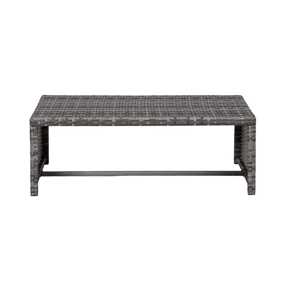 Gray 4-Piece Cushioned Rattan Patio Furniture Set with Steel Frame