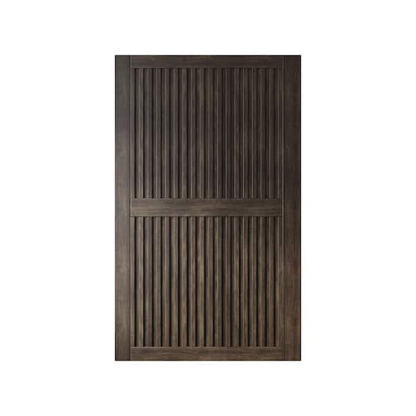 ST 50 in. x 80 in. C-Panel Solid Core Ebony Vertical Stripe Design Pine Wood Interior Sliding Barn Door Slab