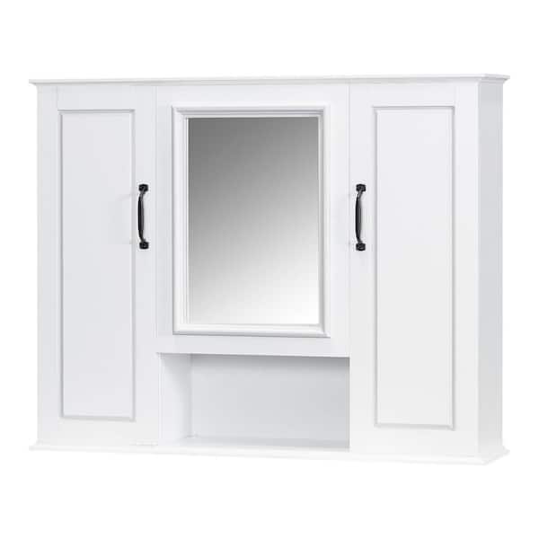 36 in. W x 28.5 in. H Rectangular Wall Mounted Bathroom Medicine Cabinet with Mirror, White
