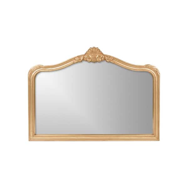 Best Home Fashion 24 in. H x 32 in. W Classic Rectangle Framed Gold Arch Accent Mirror