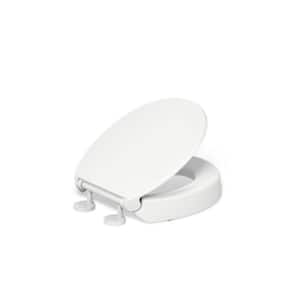 Hyten Round Elevated Quiet-Close Toilet Seat in White