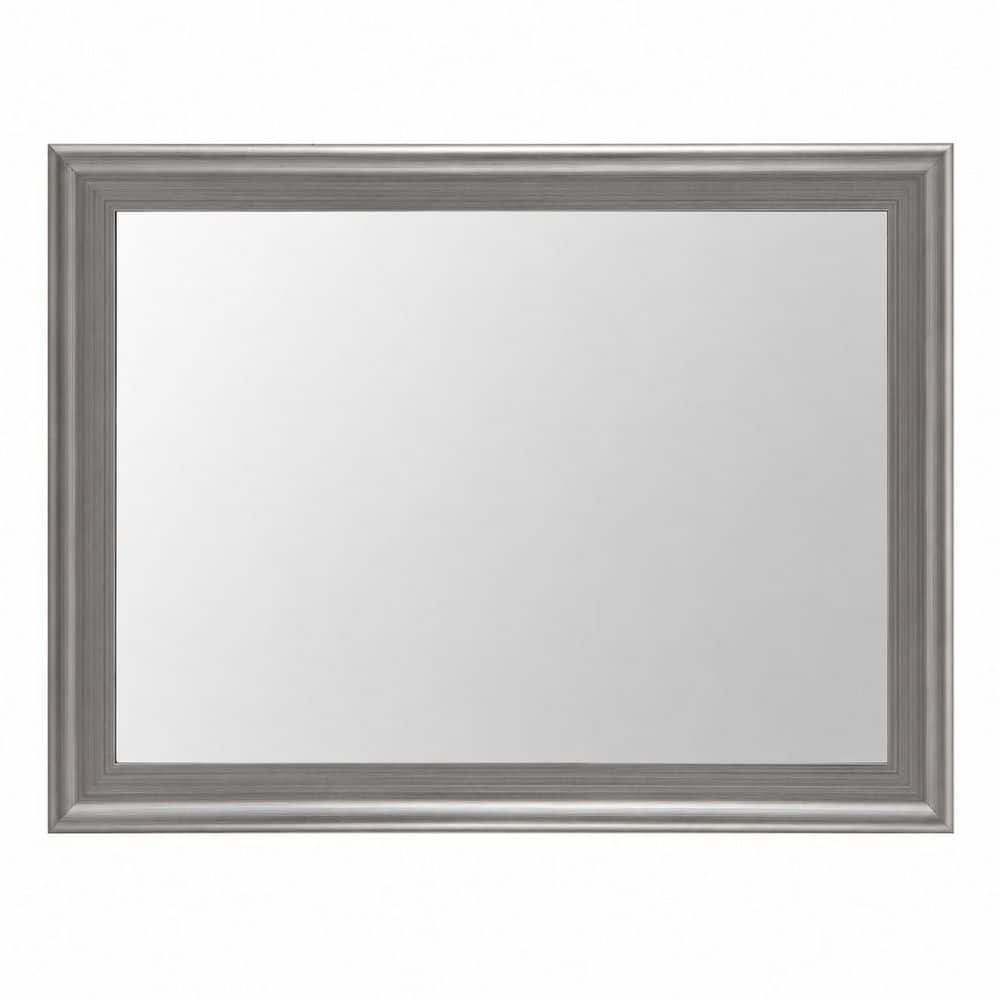 24 in. W x 36 in. H Rectangular Brushed Silver Gray Wood Framed Wall Mirror, Tempered Glass, Horizontal or Vertical price history on PriceWatchPro