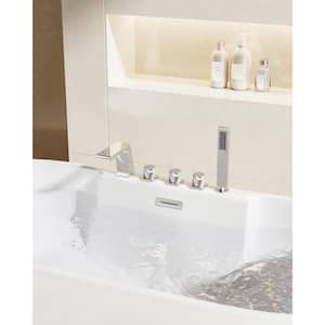 3-Handle Tub-Mount Roman Tub Faucet with Anti-fingerprint Handheld Shower in Chrome (Valve Included)
