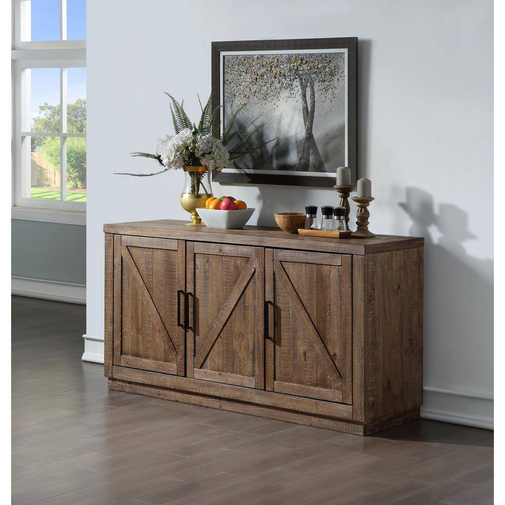 Rustic Brown Pine Wood Barn Door Server