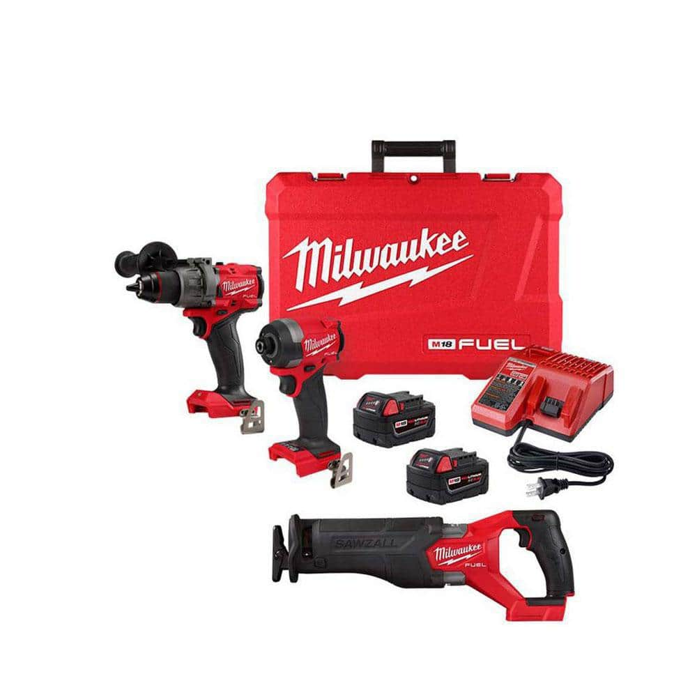 M18 FUEL 18-V Lithium-Ion Brushless Cordless Hammer Drill and Impact Driver Combo Kit (2-Tool) with Reciprocating Saw -  Milwaukee, 3697-22-28