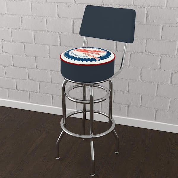 Unbranded Pure Oil Firebird 31 in. Red Low Back Metal Bar Stool with Vinyl Seat