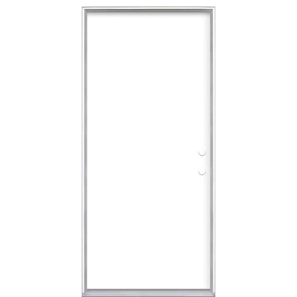Masonite 36 in. x 80 in. Flush Left Hand Inswing Ultra White Painted Steel Prehung Front Exterior Door No Brickmold