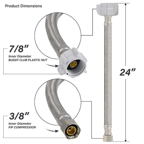The Plumber's Choice Toilet Connector Water Line 3/8 in. x 7/8 in. Female  Compression Balcock Nut Toilet Supply Line 24 in. NL-27424 - The Home Depot