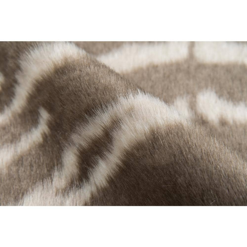 Gray and Taupe Faux Fur Rectangular Area Rug