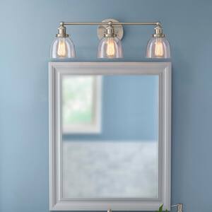 Evelyn 3-Light 26.75 in. Brushed Nickel Modern Industrial Bathroom Vanity Light