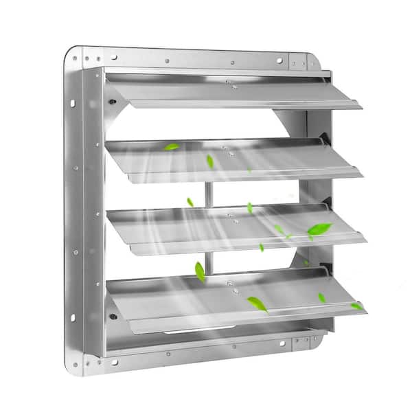 18 in. Square Silver Aluminum Automatic Shutter Gable Louver Vent, Weather Resistant