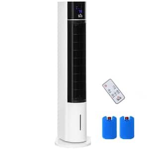 41.52 in. 3-Speeds Evaporative Air Cooler Floor Fan,3-In-1 Ice Cooling Tower Fan Humidifier in White with Remote Control