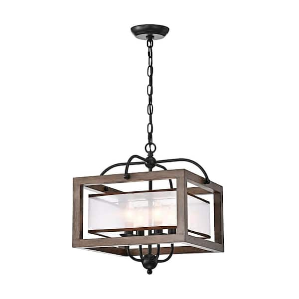 JojoSpring Ellen 16 in. W Antique Black 4-Lights Metal Natural Wood ...