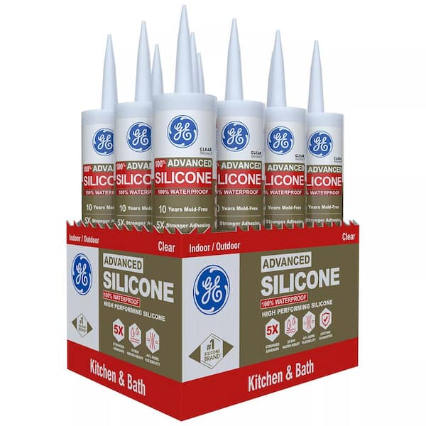 GE Advanced 10.1 oz. Clear Silicone 2-Kitchen and Bath Caulk (Case of 12)