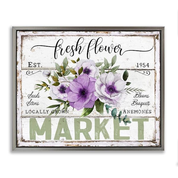 Stupell Industries Fresh Flower Market Anemone by Creatif Belle Gray Floater Frame Nature Graphic Art Print 25 in. x 31 in.