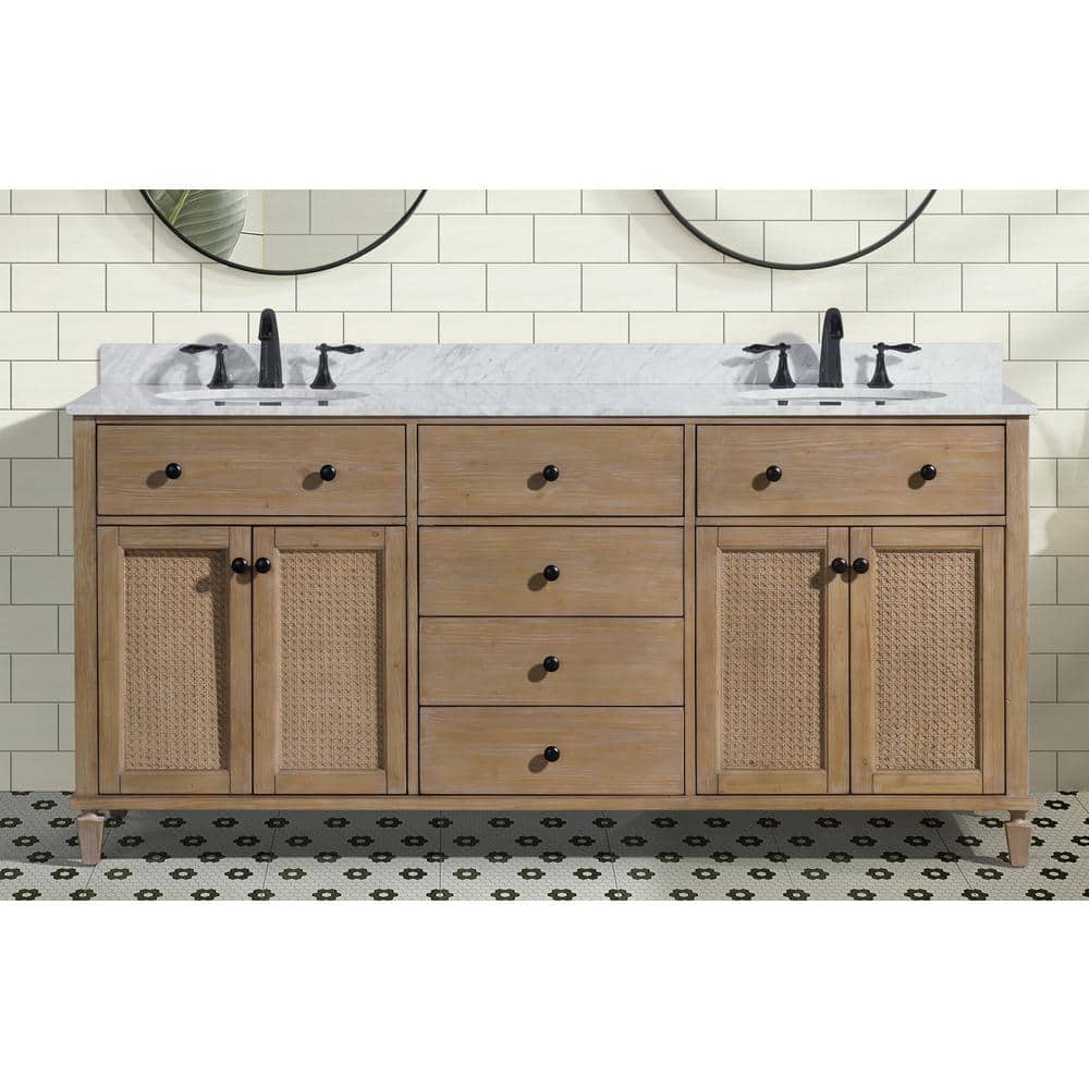 Annie 72" Weathered Fir Double Sink Bathroom Vanity
