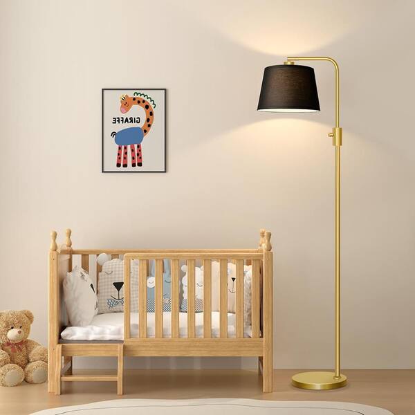 65 in. Gold 1-Light Lantern Floor Lamp with LED Bulb Included Lamp