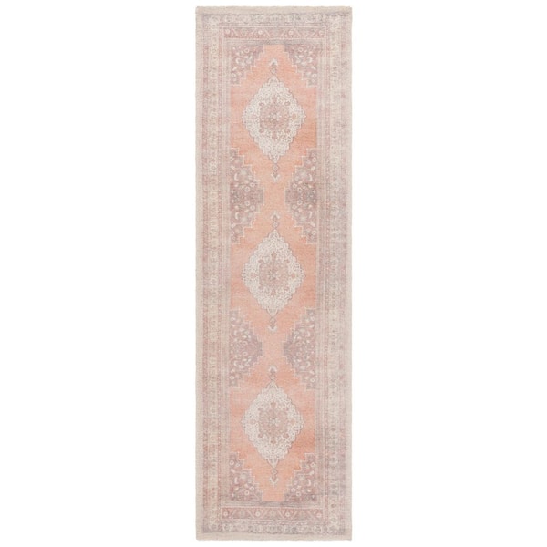 Classic Vintage 2 ft. x 8 ft. Ivory/Light Rust Faded Medallion Border Runner Rug
