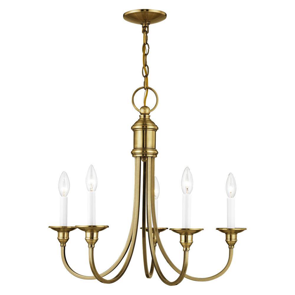Elegant Cranford 5-Light Antique Brass Candelabra Chandelier