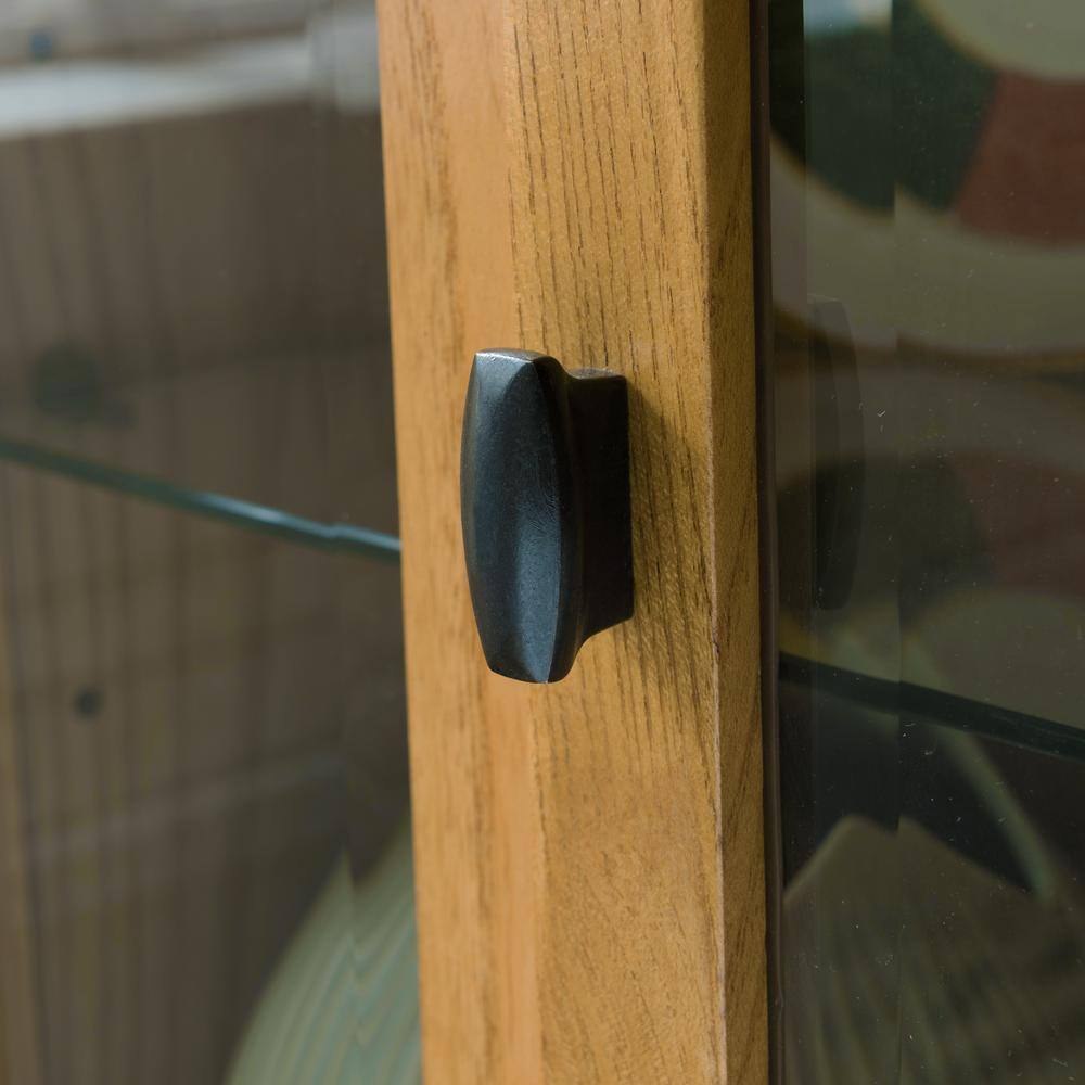 Desert Sand Lighted Oak Entryway Curio Cabinet