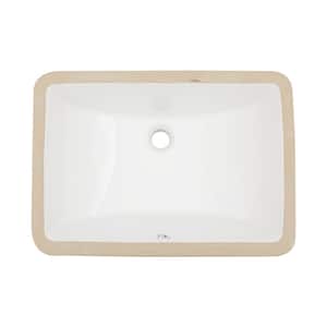 8.3 in. Ceramic Undermount Rectangular Bathroom Sink in White with Overflow